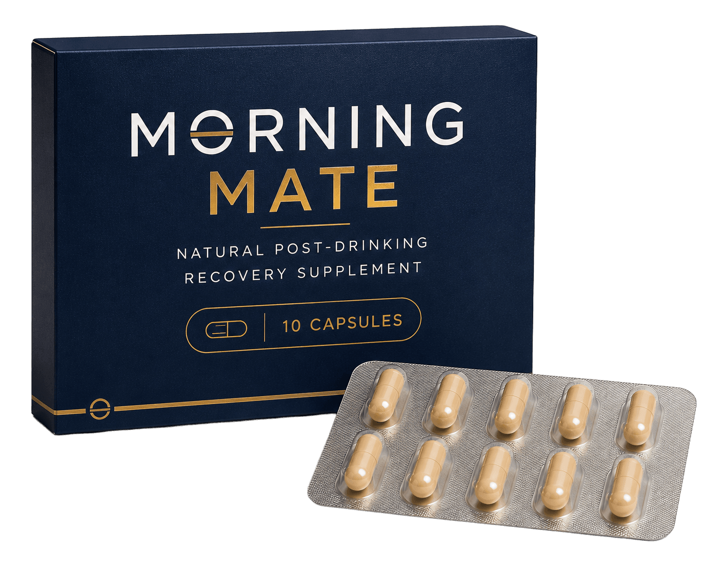 Morning Mate box and ten-capsule blister pack